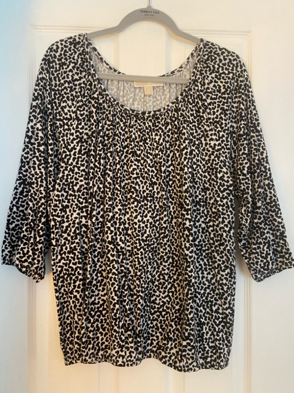 Michael Kors Black and White Animal Print Scoop Neck Tunic